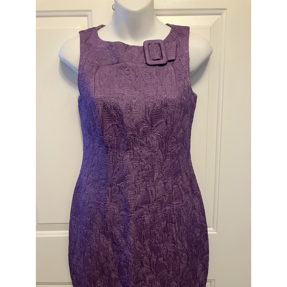 DAVID MEISTER Sheath‎ Dress Size 4 Lavender Purple Jacquard  Sleeveless - Picture 2 of 8